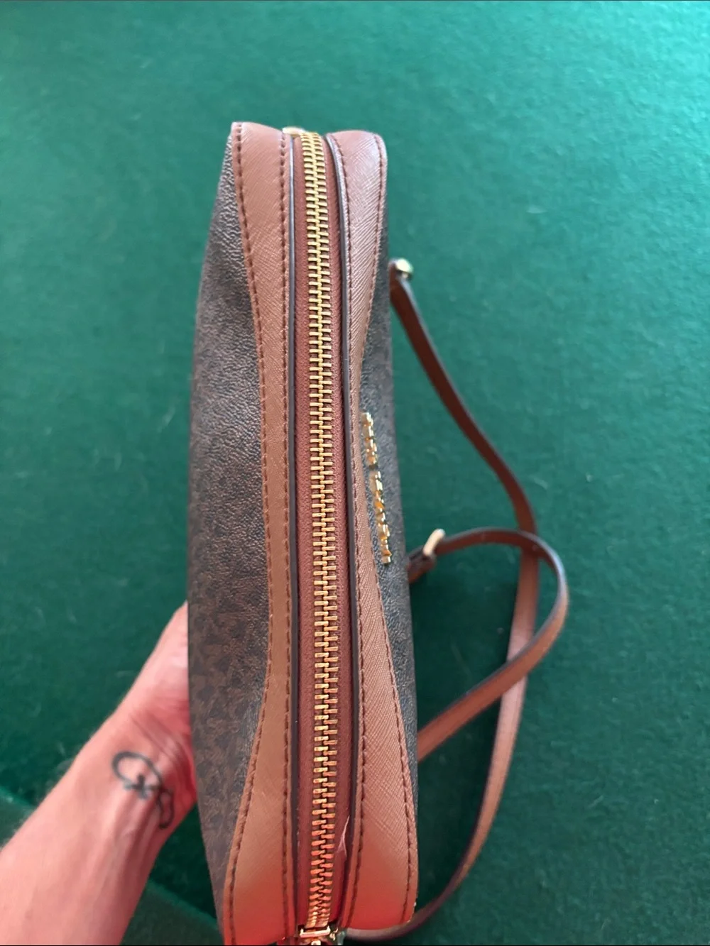 Michael Kors Jet Set Logo EW Crossbody Brown Chain Acorn